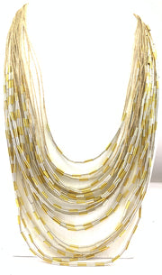 NK15726 - MULTY LAYERED JUTE DORI WITH BRASS PIPE NECKLACE